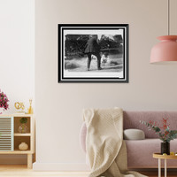 Historic Framed Print, [Umpire ready to make the call as Washington ball player slides into home plate during baseball game],  17-7/8" x 21-7/8"