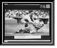 Historic Framed Print, [Bing Miller, of the Philadelphia Athletics, tagged out at home plate by Washington Nationals catcher Muddy" Ruel during baseball game]",  17-7/8" x 21-7/8"