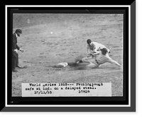 Historic Framed Print, [Roger Peckinpaugh, of the Washington Nationals, sliding safely into 2nd base on a delayed steal during the 1925 World Series between Washington and the Pittsburgh Pirates],  17-7/8" x 21-7/8"