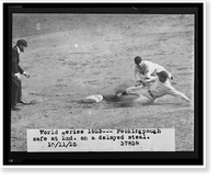 Historic Framed Print, [Roger Peckinpaugh, of the Washington Nationals, sliding safely into 2nd base on a delayed steal during the 1925 World Series between Washington and the Pittsburgh Pirates],  17-7/8" x 21-7/8"