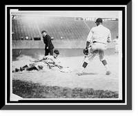 Historic Framed Print, [Cleveland base runner, Chick Fewster, slides safely into 3rd base during baseball game between Cleveland and Washington],  17-7/8" x 21-7/8"
