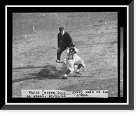 Historic Framed Print, [Max Carey, of the Pittsburgh Pirates, steals 2nd base during the 1925 World Series between the Washington Nationals and Pittsburgh],  17-7/8" x 21-7/8"