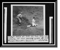 Historic Framed Print, [Joe Judge, of the Washington Nationals, sliding safely into 3rd base in the 9th inning of the second game of the 1924 World Series between Washington and the New York Giants],  17-7/8" x 21-7/8"