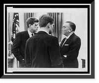 Historic Framed Print, Sen. Robert F. Kennedy and J. Edgar Hoover; FBI chief says former attorney general increased wiretapping,  17-7/8" x 21-7/8"