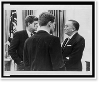 Historic Framed Print, Sen. Robert F. Kennedy and J. Edgar Hoover; FBI chief says former attorney general increased wiretapping,  17-7/8" x 21-7/8"