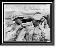 Historic Framed Print, An unidentified Negro soldier gets first aid from his buddy. following a clash in the Oxford town square where he was hit by flying glass,  17-7/8" x 21-7/8"
