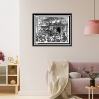 Historic Framed Print, A crowd of colored admirers are based in front of the House as Joe Louis and his bride of a day pose for Newsreel cameraman ...,  17-7/8" x 21-7/8"