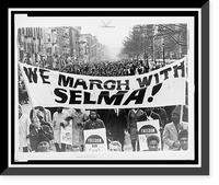 Historic Framed Print, Marchers carrying banner lead way as 15,000 parade in Harlem.World Telegram & Sun photo by Stanley Wolfson.,  17-7/8" x 21-7/8"