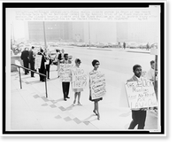 Historic Framed Print, [Group of African Americans wearing picket signs protesting Black Muslims, in front of the Los Angeles County courthouse],  17-7/8" x 21-7/8"