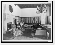 Historic Framed Print, [Furnishings grouped around the library fireplace, Reichs Chancellery, Berlin, Germany],  17-7/8" x 21-7/8"