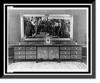 Historic Framed Print, [Large credenza in the study, over which hangs a large Rennaissance painting, Reichs Chancellery, Berlin, Germany],  17-7/8" x 21-7/8"