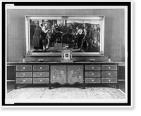 Historic Framed Print, [Large credenza in the study, over which hangs a large Rennaissance painting, Reichs Chancellery, Berlin, Germany],  17-7/8" x 21-7/8"