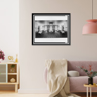 Historic Framed Print, [Dining room, view toward the windows, Reichs Chancellery, Berlin, Germany],  17-7/8" x 21-7/8"