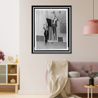 Historic Framed Print, [Two women on ropes near ceiling],  17-7/8" x 21-7/8"