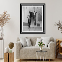 Historic Framed Print, [Two women on ropes near ceiling],  17-7/8" x 21-7/8"
