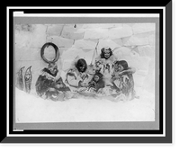 Historic Framed Print, Mrs. Kleinschmidt a dinner guest in Eskimo igloo with dinner of frozen crabs,  17-7/8" x 21-7/8"