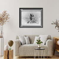 Historic Framed Print, Eskimo hunter and polar bear slain with bow and arrow,  17-7/8" x 21-7/8"