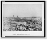 Historic Framed Print, Plaza de Armas, City of Mexico, showing the Cathedral, Sagrario, and National Palace,  17-7/8" x 21-7/8"