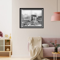 Historic Framed Print, [Demolition at the Rockefeller City construction site],  17-7/8" x 21-7/8"