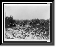 Historic Framed Print, [German soldiers firing artillery gun while other soldiers on horseback move a wagon],  17-7/8" x 21-7/8"
