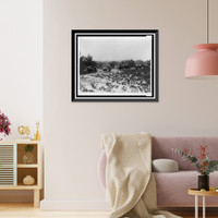 Historic Framed Print, [German soldiers firing artillery gun while other soldiers on horseback move a wagon],  17-7/8" x 21-7/8"