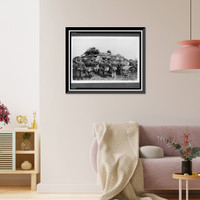 Historic Framed Print, [German soldiers standing around a German tank as other soldiers work on the tank],  17-7/8" x 21-7/8"