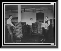 Historic Framed Print, [Workers moving newly printed currency into a drying box where sheets will dry before the next wetting and printing at the Bureau of Engraving & Printing],  17-7/8" x 21-7/8"