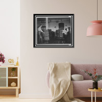 Historic Framed Print, [Workers moving newly printed currency into a drying box where sheets will dry before the next wetting and printing at the Bureau of Engraving & Printing],  17-7/8" x 21-7/8"