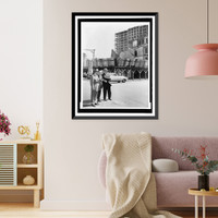 Historic Framed Print, [Mayor Robert Wagner (r) joined by Robert Moses (l) and Frank Meistrell (c) on a housing project tour].World-Telegram photo by Walter Albertin.,  17-7/8" x 21-7/8"