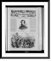Historic Framed Print, The Late Colonel Theodore S. Bowers, General Grant's adjutant-general.photographed by Brady. Paying United States pensioners at the pension office in the New York Custom-House.sketched by A.R. Waud,  17-7/8" x 21-7/8"