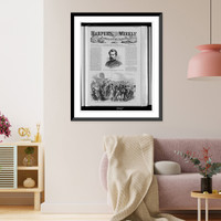 Historic Framed Print, The Late Colonel Theodore S. Bowers, General Grant's adjutant-general.photographed by Brady. Paying United States pensioners at the pension office in the New York Custom-House.sketched by A.R. Waud,  17-7/8" x 21-7/8"