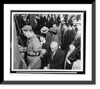 Historic Framed Print, Long Beach (Calif.) evacuation . military police assist evacuees.Long Beach Press-Telegram photo.,  17-7/8" x 21-7/8"