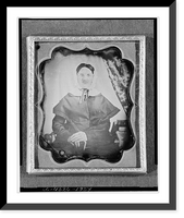 Historic Framed Print, [Unidentified woman with spectacles, seated beside table with tablecloth, with books and curtain to right],  17-7/8" x 21-7/8"