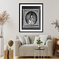 Historic Framed Print, [Unidentified girl, three-quarter length portrait, facing front, seated in chair, holding doll],  17-7/8" x 21-7/8"