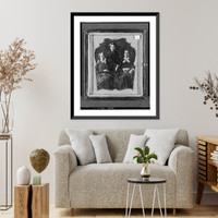 Historic Framed Print, [Three unidentified women, two seated, one standing, facing front],  17-7/8" x 21-7/8"