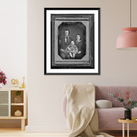 Historic Framed Print, [Adams family portrait, with man, woman, and baby girl],  17-7/8" x 21-7/8"