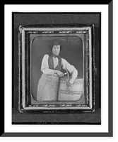 Historic Framed Print, [Occupational portrait of a cooper, three-quarter length, with barrel and tools],  17-7/8" x 21-7/8"