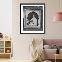 Historic Framed Print, [Mary Ann Bartlett, three-quarter length portrait of a woman, seated, beside table with books and tablecloth],  17-7/8" x 21-7/8"