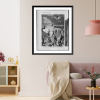 Historic Framed Print, Workmen laying the new railroad track on the night of September 5th.from sketches by a staff artist.,  17-7/8" x 21-7/8"