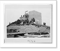 Historic Framed Print, Mehrst&ouml;ckiger Leitstand f&uuml;r Batterie-Anlage am Strand, im Bau - 2,  17-7/8" x 21-7/8"