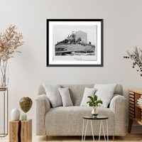 Historic Framed Print, Mehrst&ouml;ckiger Leitstand f&uuml;r Batterie-Anlage am Strand, im Bau - 2,  17-7/8" x 21-7/8"