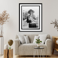 Historic Framed Print, [Smiling woman, three-quarter-length portrait of unidentified person standing outdoors] - 2,  17-7/8" x 21-7/8"