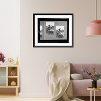 Historic Framed Print, Reference prints from negatives.Doris Gottscho, holding fish and fishing pole, sitting on a fence III. - 2,  17-7/8" x 21-7/8"
