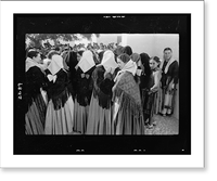 Historic Framed Print, [Group of young women gathered for a religious procession in Ibiza],  17-7/8" x 21-7/8"