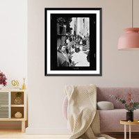 Historic Framed Print, [Young women, wearing ornate costume, carrying a statue of the Madonna and child during a religious procession in Ibiza],  17-7/8" x 21-7/8"