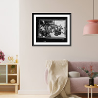 Historic Framed Print, [Four young women, wearing ornate costume, carrying a statue of the Madonna and child during a religious procession in Ibiza],  17-7/8" x 21-7/8"
