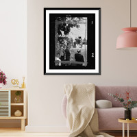 Historic Framed Print, [Men and women dancing in village street during a religious celebration in Ibiza],  17-7/8" x 21-7/8"