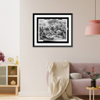 Historic Framed Print, [Molly Pitcher firing cannon at Battle of Monmouth].E. Percy Moran.,  17-7/8" x 21-7/8"