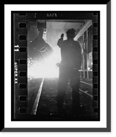 Historic Framed Print, [Steel worker in mill as molten steel spills from vat, in Chicago, Illinois] - 2,  17-7/8" x 21-7/8"