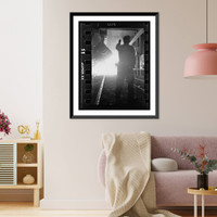 Historic Framed Print, [Steel worker in mill as molten steel spills from vat, in Chicago, Illinois] - 2,  17-7/8" x 21-7/8"